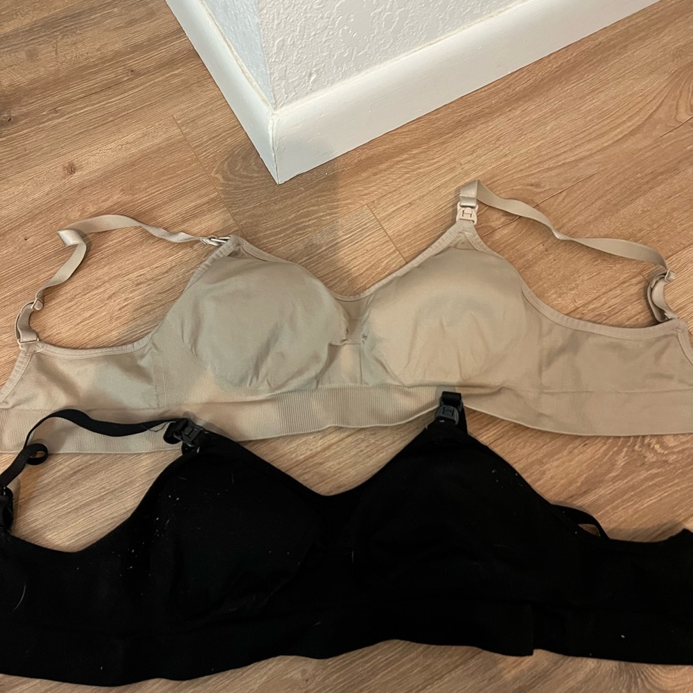 Nursing Comfort Bras - Black and Tan